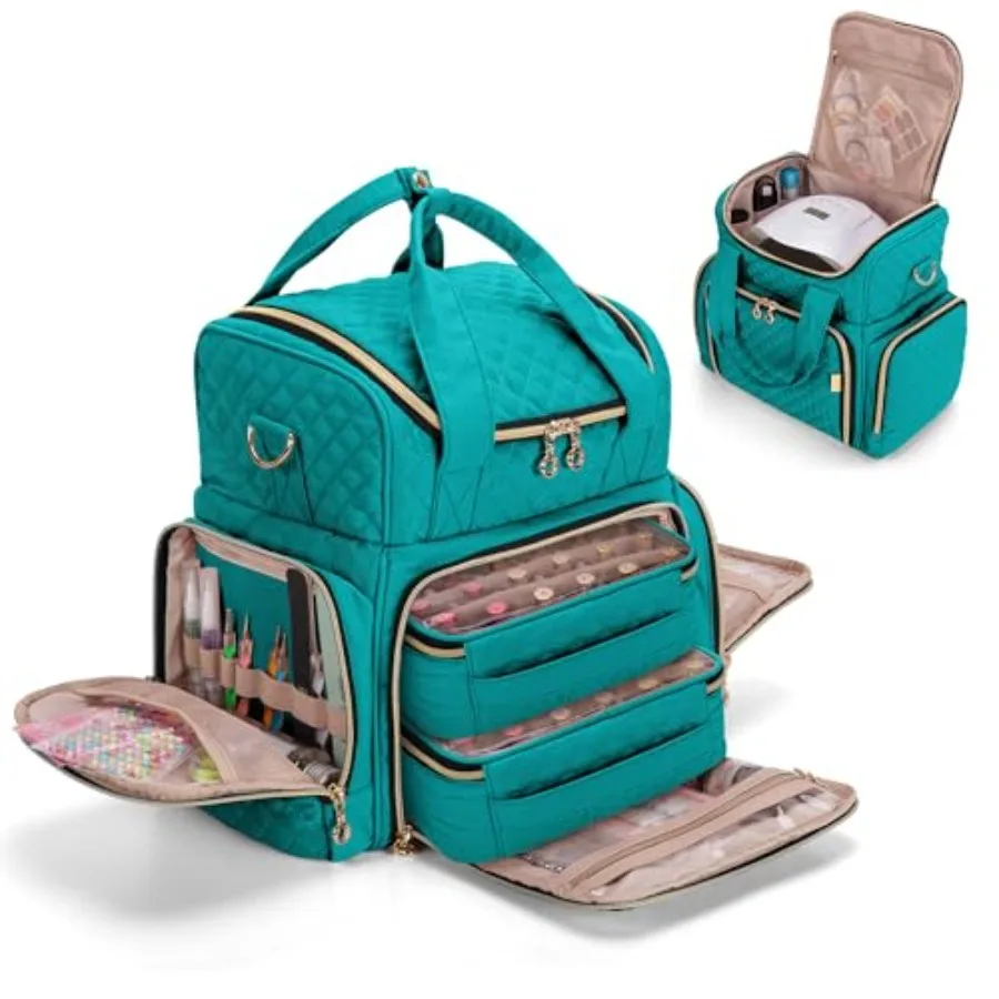 

Nail Polish Organizer Holds 48 Bottles and a Nail Lamp Nail Polish Case with 2 Removable Bags and Tools Storage Pockets Patent