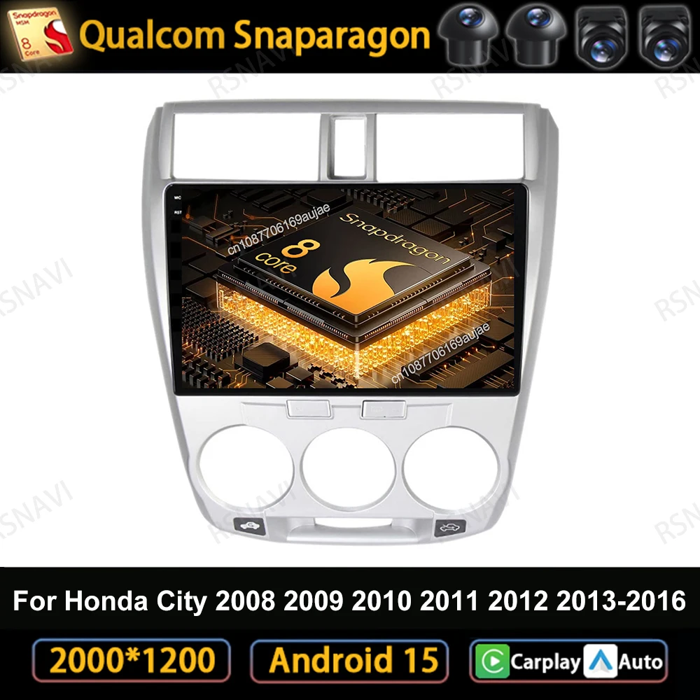 

Автомобильный радиоприемник Android 15 для Honda City 2008 2009 2010 2011 2012 2013-2016 Viedo Player Wireless Carplay Auto GPS DSP 5G WIFI BT DVD