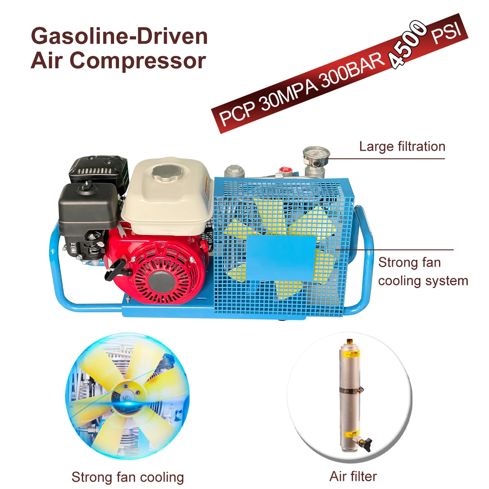 

TUXING Hot Sale Auto Stop 100L/min High Pressure 4500psi Paintball Game Outdoor Snorkeling Scuba Diving Air