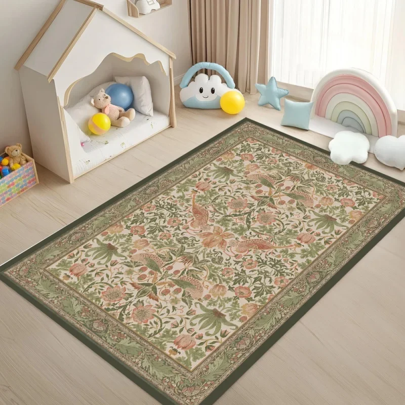 Medieval Forest Tapestry Area Rug Vintage Animal Print Non-Slip Carpet Boho Floor Mat for Living Room Bedroom