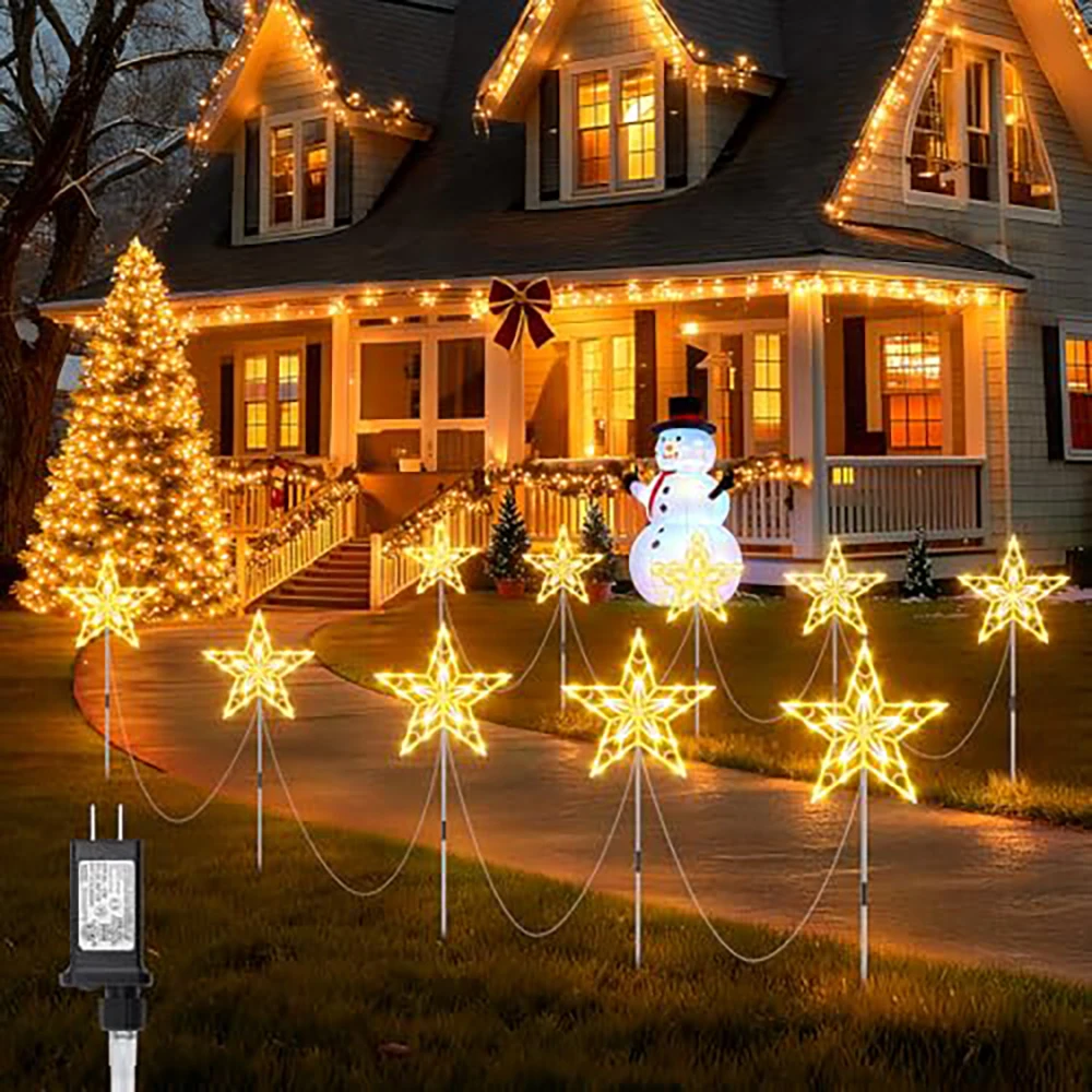 

Pathway Light Set of 10: Large Waterproof Stake Lights, Warm White LED Decorative Markers for Sidewalk, Lawn & Driveway