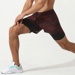 Men's Gym Shorts Sports Inside Tights Side Back Pocket Thin Light Dry Fit Compression Short Pant Cool Running Workout