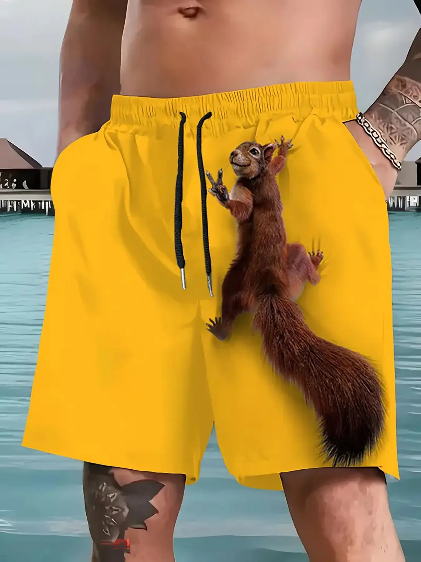 Funny Squirrel Pattern Beach Shorts Animal 3D Print Men Oversized Surfing Beach Sport Board Pant Swimsuits Trunks Men's Clothing