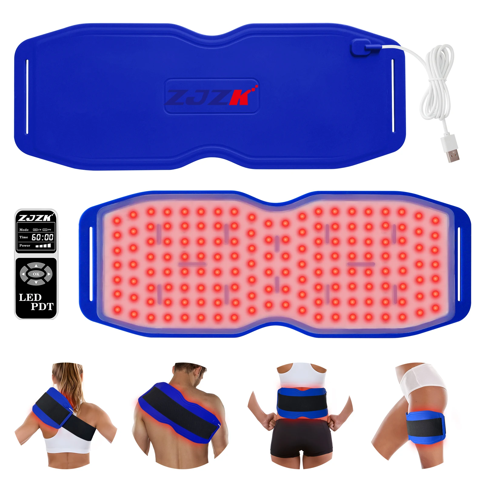 ZJZK Red Light Belt Laser Therapy Rosacea Treatment 660nm 850nm 940nm Infrared For Pain Promoting Cell Growth And Repair