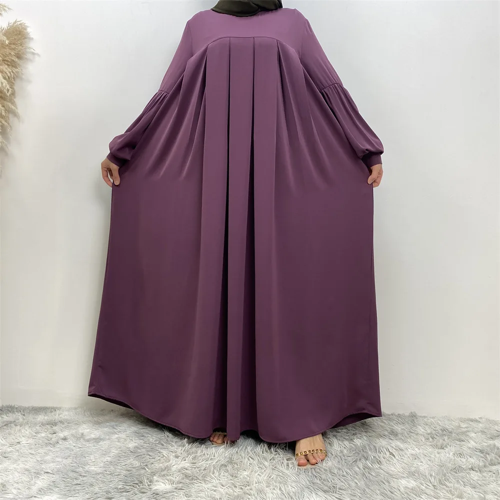 

Ramadan Eid Abayas for Elegant Women Muslim Loose Maxi Dress Turkey Arabic Islamic Robe Femme Solid Color Kaftan Dubai Jalabiya