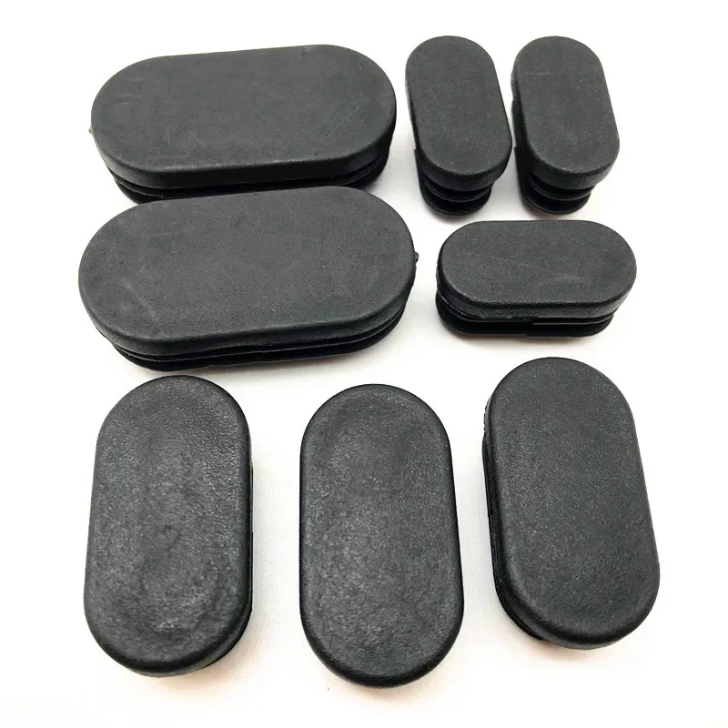 4pcs Oval Plastic Black Tube Inserts End Caps Seal Plugs Pipe Insert Tube Pipe Section Cover Furniture Chair Desk Covers