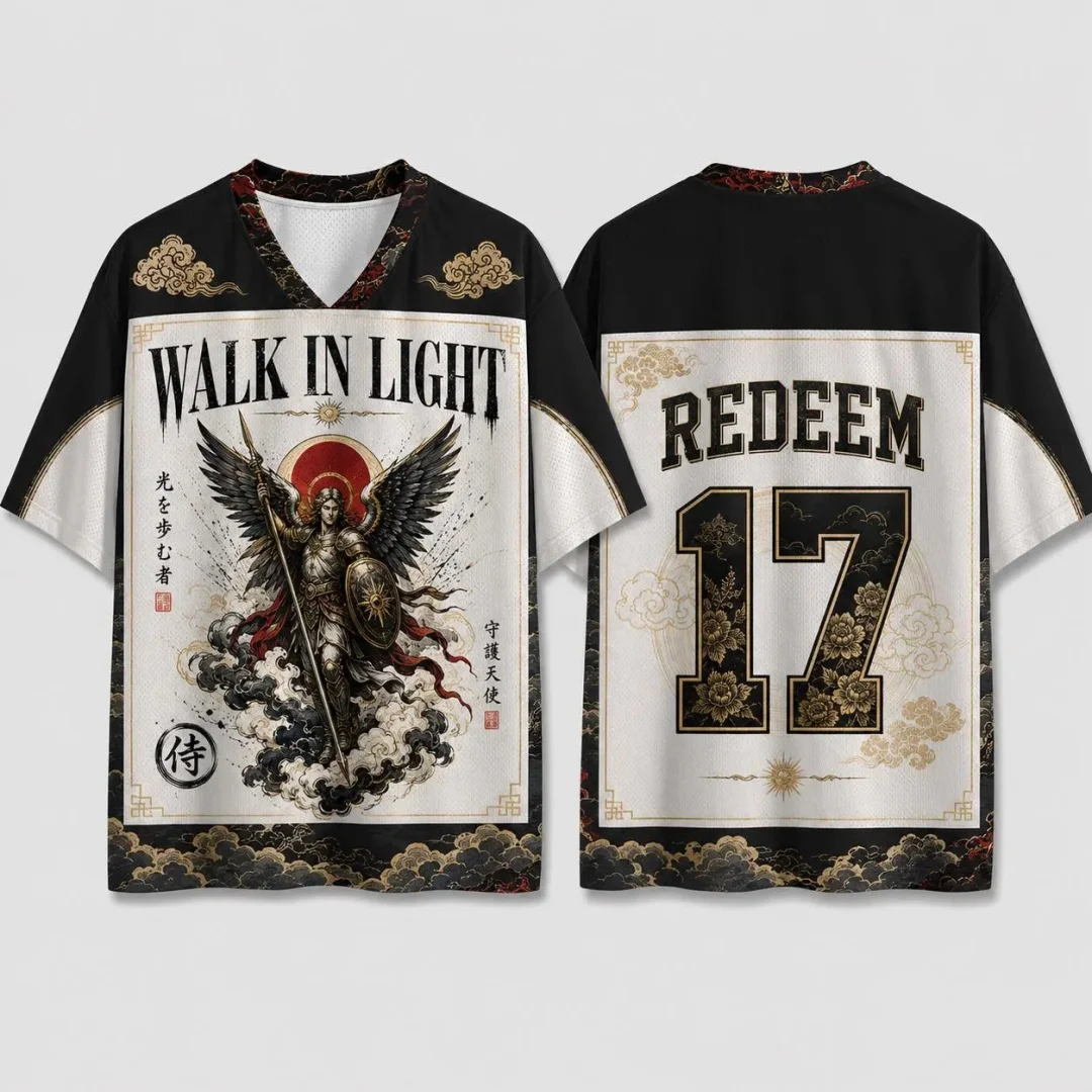 Christian Angel Warrior Jersey Walk in Light Baseball Shirt Archangel Faith Sports Tee Men's Women's T-Shirt Kid's Clothing Tee