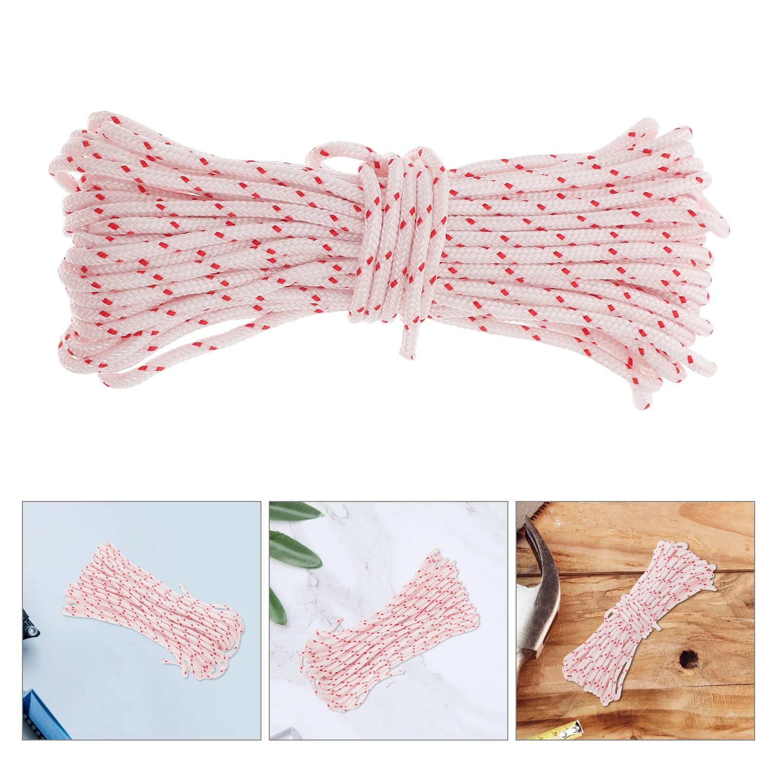 

1 Roll Starter Rope Pull Cord Replacement Durable Lawn Mower Chainsaw Trimmer Engine Red Dotted Pull Start String