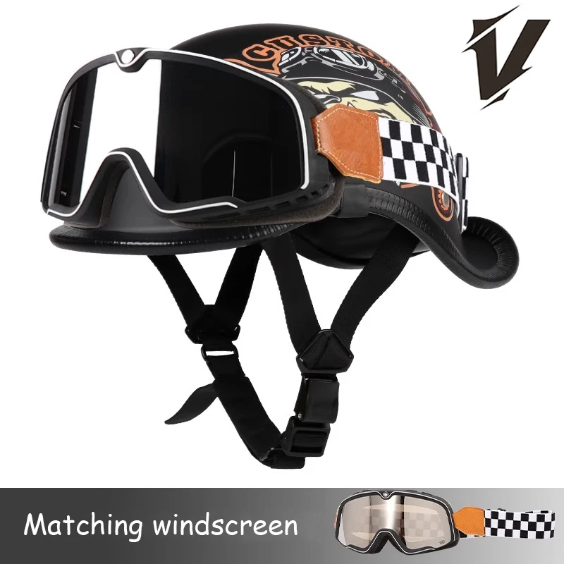 

VGV L08 Retro style motorcycle helmet, personalized design with a curved back, suitable for daily cycling for both men and women