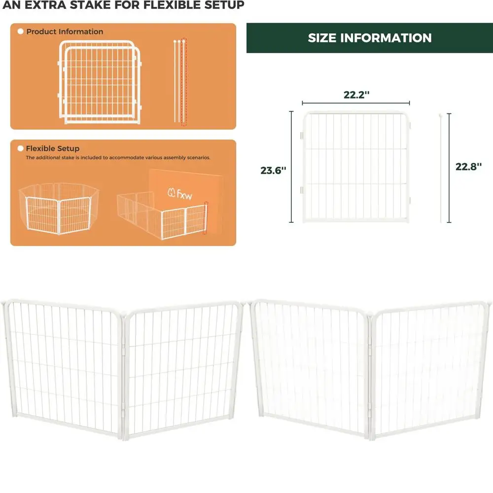 

Прочный 24-дюймовый 2-секционный манеж для собак для безопасных игр, подходит для маленьких собак, белый