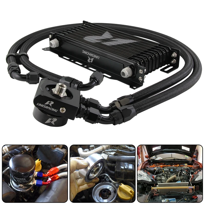 10 Row Oil Cooler & Thermostatic Oil Filte Adapter Kit & Fuel Hoses for Subaru BRZ Toyota GT86 2013-2019 Scion FR-S 2013-2015