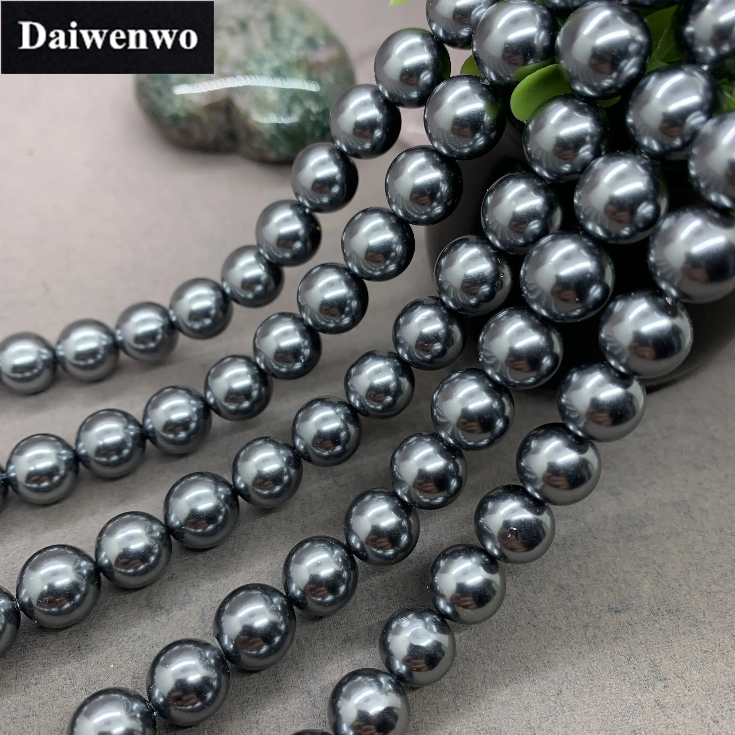 Natural Ocean Plating Dark Gray Shell Pearl Beads 6-12mm Round Loose DIY Jewelry