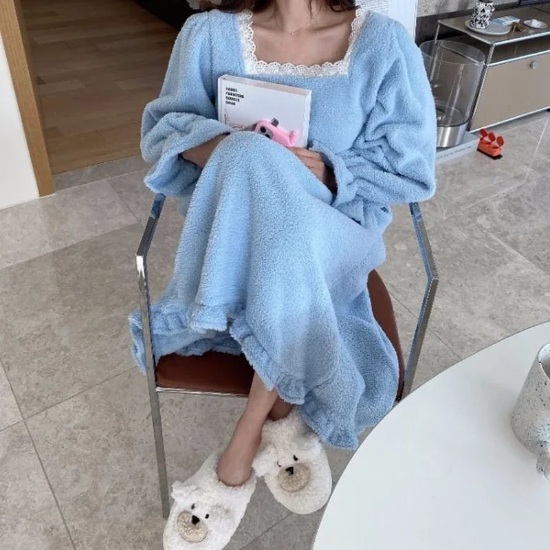 Nightgowns Women Leisure Solid Sweet Princess Style Ulzzang Lace Solid Chic Sleepshirts Lovely Soft Home Wear Nighty 2024