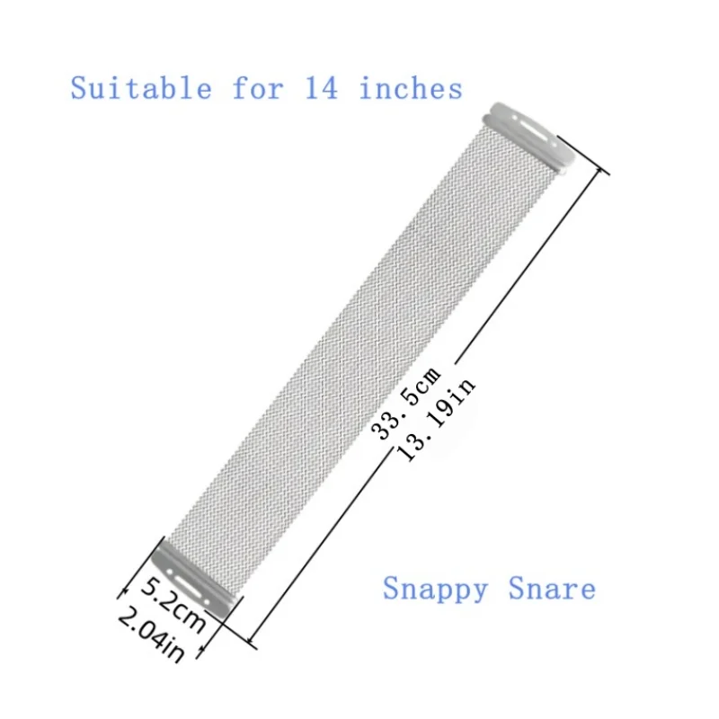 14inch Snare Drum Sanding Belts, Available in 1, 2, or 4 Pieces; Suitable for Use with 14inch Snare Drums or Drum Kits; Snare Drum Sanding Belts, Snare Drum Jingles, Drum Kit Jingles, Snare Drum Jingles with Metal Clips at Both Ends, Standard Hole Spacing, Can Directly Replace the Original Aging, Worn, or Broken Jingles.