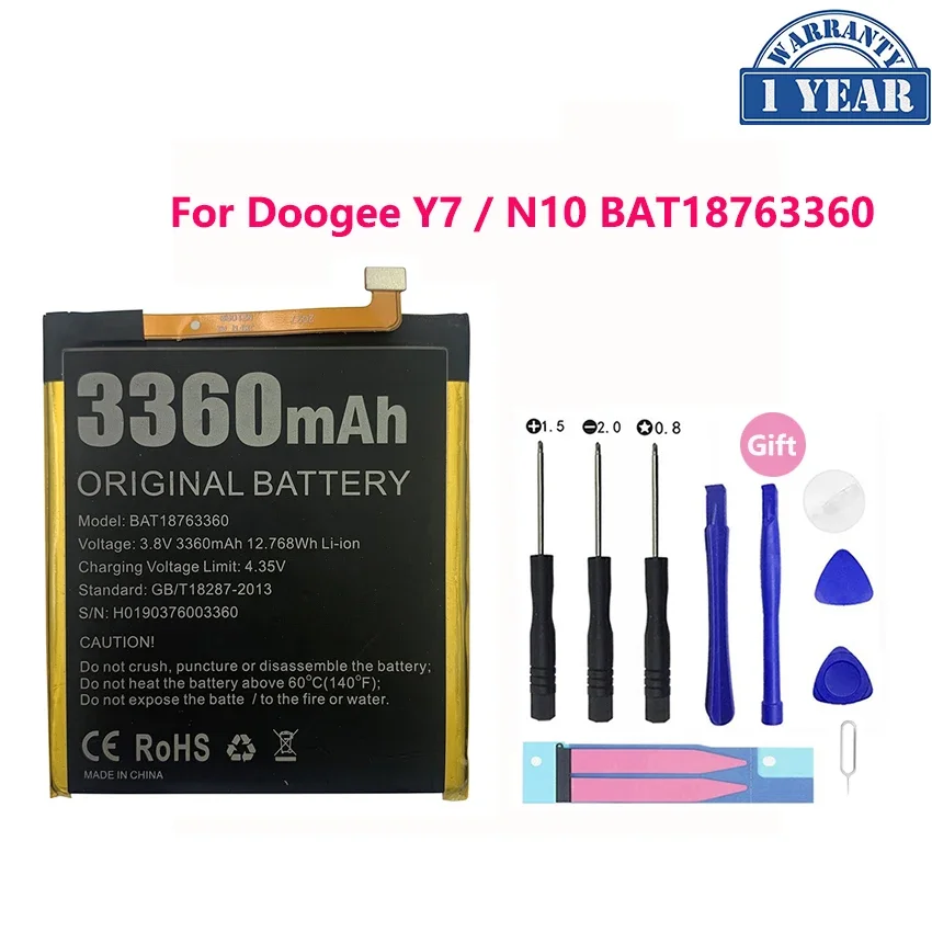 100% Original High Quality 3360mAh BAT18763360 Battery For Doogee Y7 N10 Mobile Phone Replacement Batteries Bateria