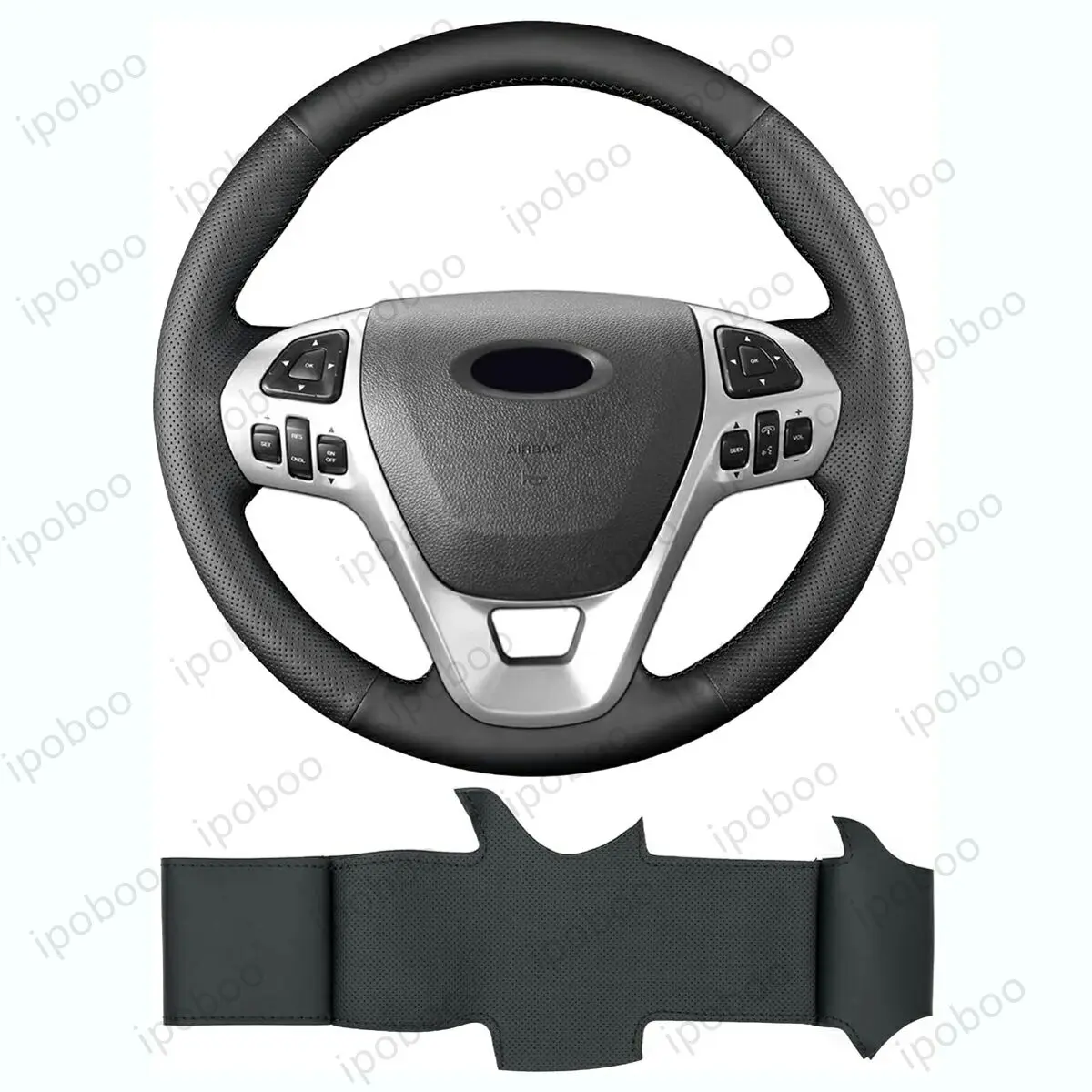 

HandStitch Steering Wheel Cover for Ford 2013 Explorer Sport 2011 Police Interceptor Utility Vehicle 2011 Explorer 2011 Edge