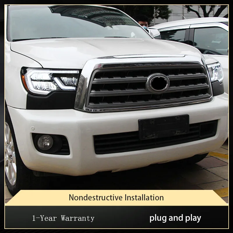 Автомобильные фары для Tundra Sequoia 2007-2013, обновленный светодиодный модифицированный динамический DRL объектив проектора, аксессуары для фар