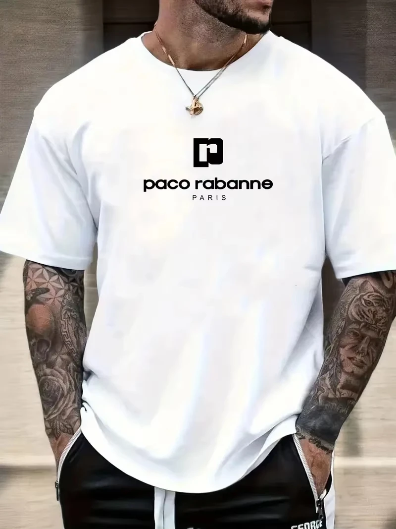 Summer Men's Letter Fashion Printed T-shirtCasual Round Neck Short Sleeve