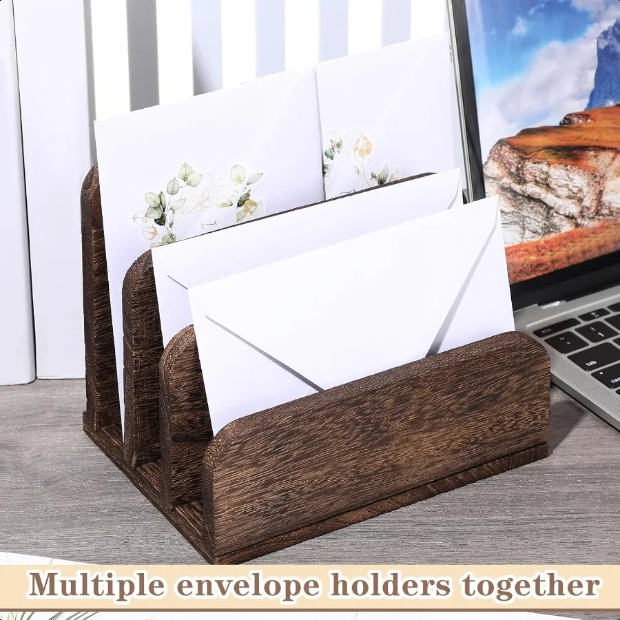 حامل بريد خشبي 3 فتحات منظم بريد للمكتب ملف خشبي ورق رسالة فارز لمغلف الرسالة حفظ وثيقة الهاتف الخليوي