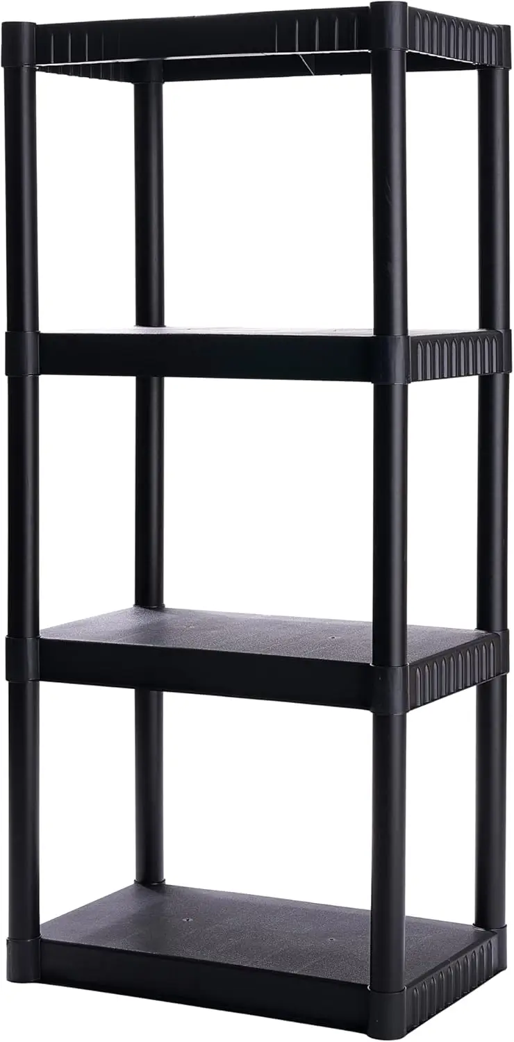 

Пластиковые стеллажи для хранения с 4 полками, 48x23x14 дюймов, грузоподъемность 200 фунтов, для кладовой, офиса, гардероба, гаража, простая сборка, прочные.