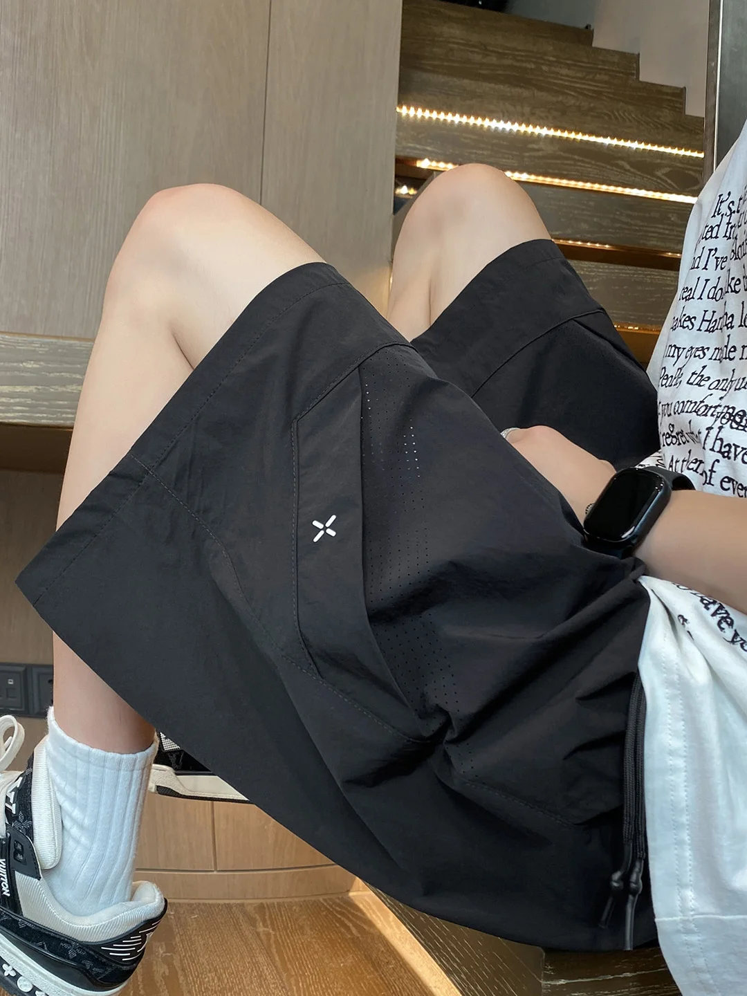 

American Sle Men's Bla Sports orts Qui Dry Breathable Beach Fitn Pants Oversize Casual Loose Fit Polyester Spandex