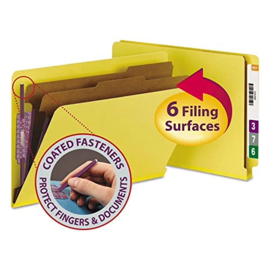 

100% Recycled End Tab Pressboard Classification File Folder with SafeSHIELD Fasteners 2 Dividers 2" Expansion Size 10 per Box 2