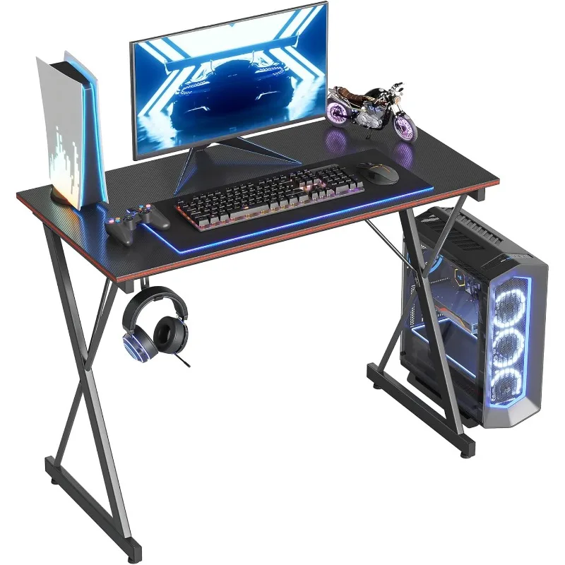 32 inch Gaming Home Office Desk with Headphone Hook, Black