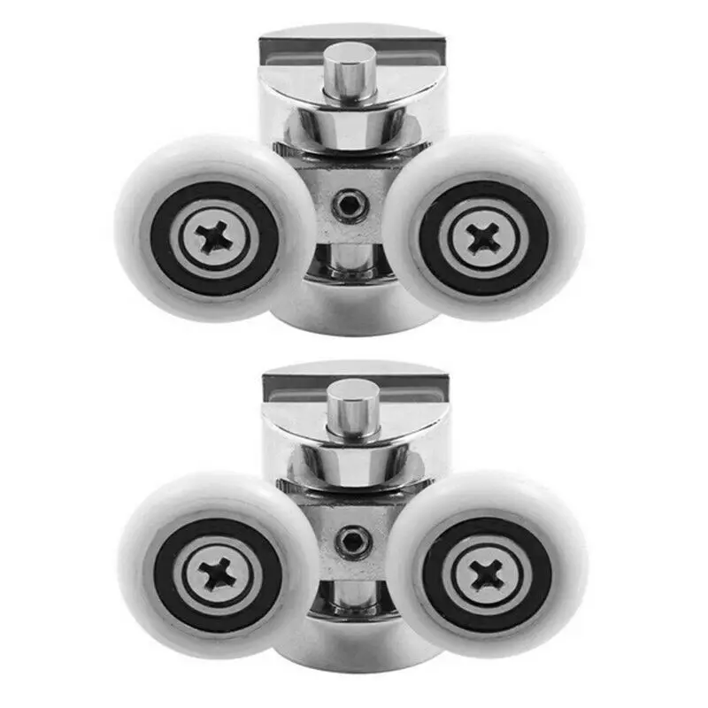 【Hot】4pcs 23mm Shower Door Rollers Zinc Alloy Double-Wheel Sliding Shower Door Roller Bearing Wheel Runners Replacement