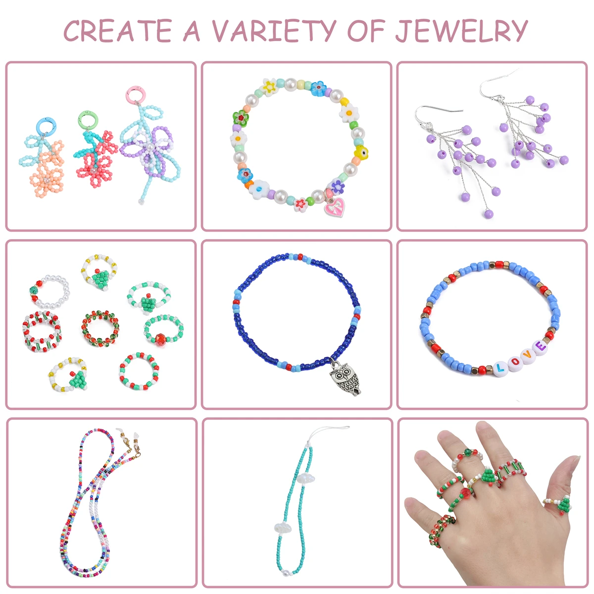 1Box of 10 Grids Cat Color Series Beads JC Round Loose Beads Seedbead Set For Jewelry Bracelet Necklace Making DIY Accessories