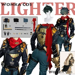 Game Zenless Zone Zero Cosplay Lighter Cosplay Full Suit Pu Leather Coat Lighter Wig Shoes Black Suit Men Hallowen Roleplay Suit