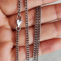 Titanium 2.8mm Curb Necklace Chain Matte Finish Lightweight No Corrosion Or Rust Fashion Jewelry Accessory