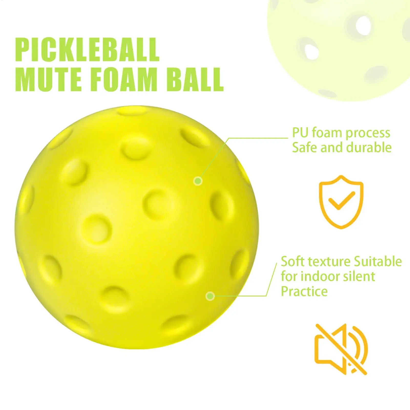 Indoor Rotational Pickleball Balls 74mm Training Competition Practice PU Standard-Sized Pickleball Training Silent Ball