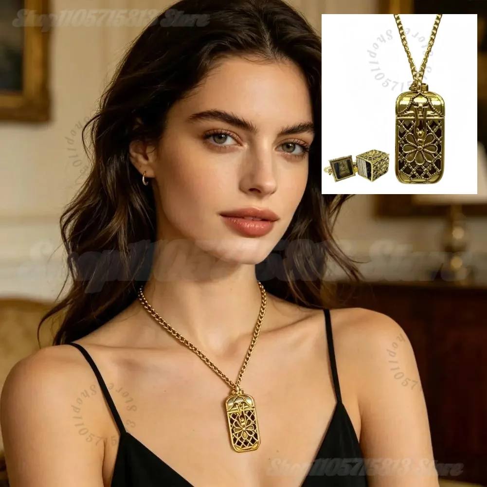 Vintage Tarot Necklace Mini Tarot Cards Pendant Necklace Colorful Brass Cage Charm Spiritual Jewelry for Women Tarot Lovers