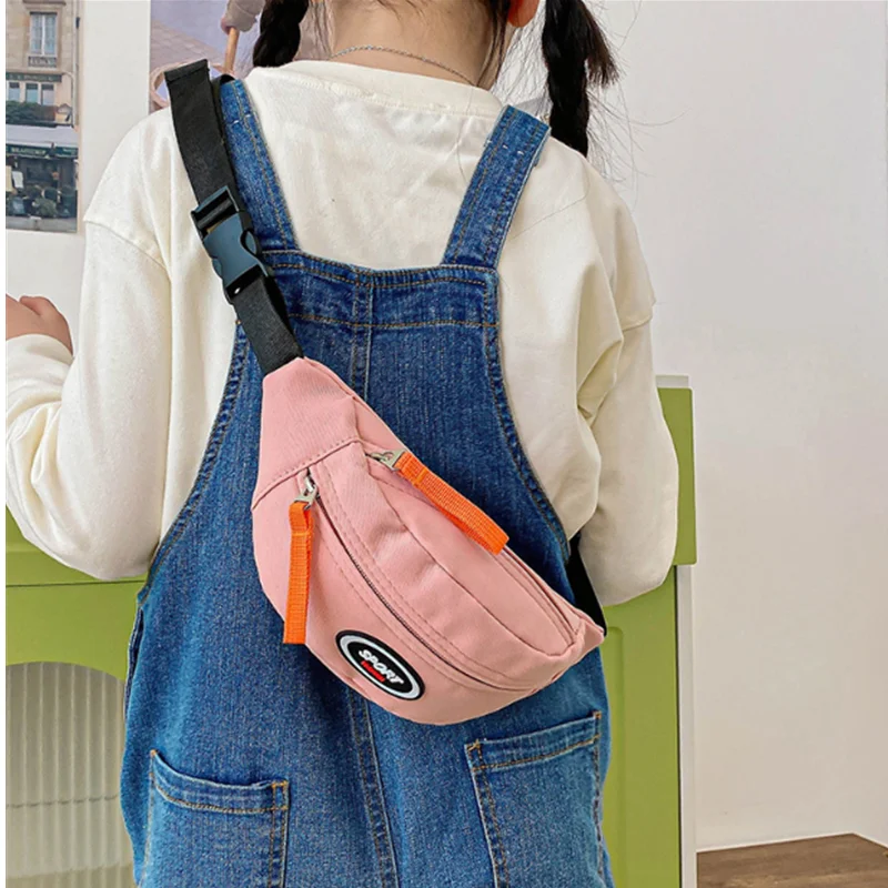 Cute Children Waist Bag High Quality Canvas Belt Bags Designer Crossbody Chest Bag Female Solid Fanny Pack Hip Purse
