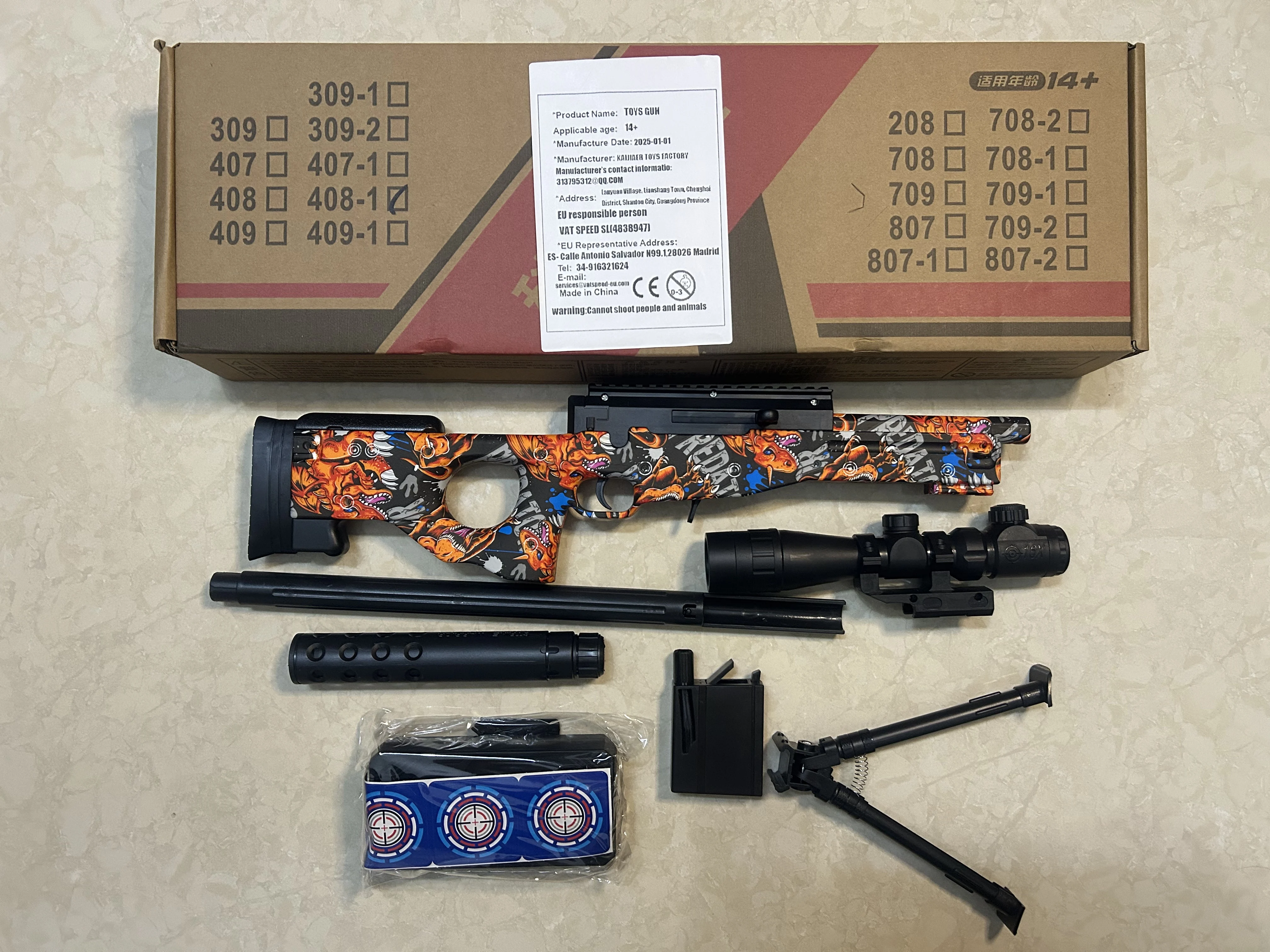 Nieuwe Awm&M24 handmatige speelgoedpistool schiet 7-8 mm gelballen, veilig buitenspeelgoed voor jongens, nieuwjaarscadeau