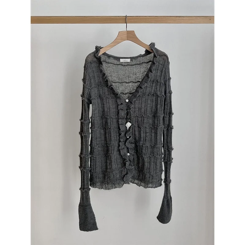 

Sli Knitted Sweater with Large Collar And Straight Casual Pants for Women Spring Faion Low round Ne Long Sve Singl...