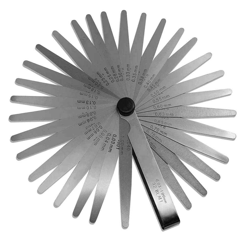 32pc Feeler Gauge Stainless Steel Measuring Tool Set 0.001-0.04" 0.03-1.00mm Feeler Gauge Motorcycle Tire Repair Tool image 2