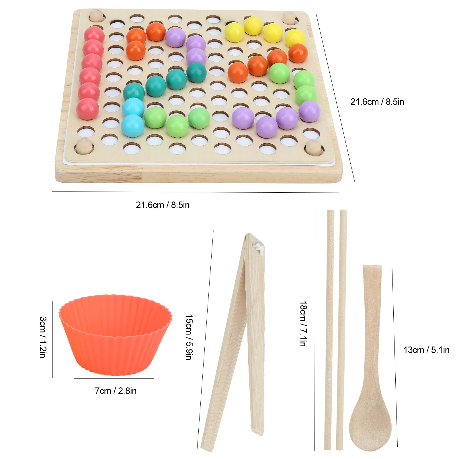 Children Wooden Clip Beads Puzzle Board Hands Brain Training Bead Game Educational ToysElimination Game Clip Beads 2 in 1