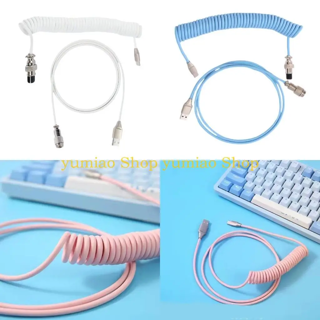 587B Type C USB Mecânico Teclados Enrolado Fio Mecânico Teclados Aviadores Computador Desktop Conectores Aviação