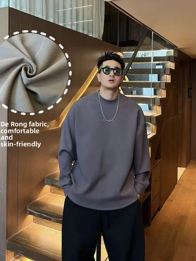 

New 2025 Men's Casual Spor Sweatirt Loose Fit Long Sve round Ne T-irt Base irt Faionable Versatile Comfortable