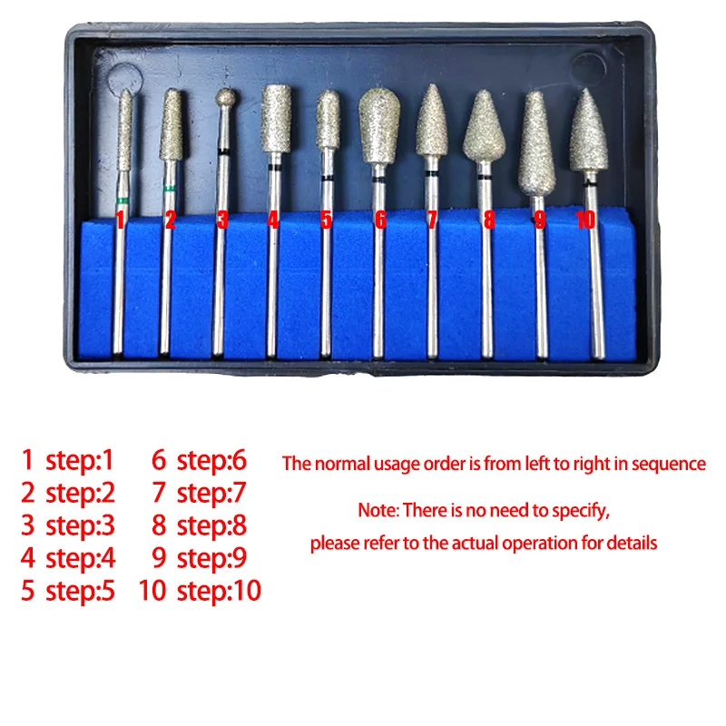 10pcs/Set Dental Fast Trimming ,HP Diamond Burs KIT Fast Trimming Grinding  Dentistry Supplies Big Grinding Head Drill Bits