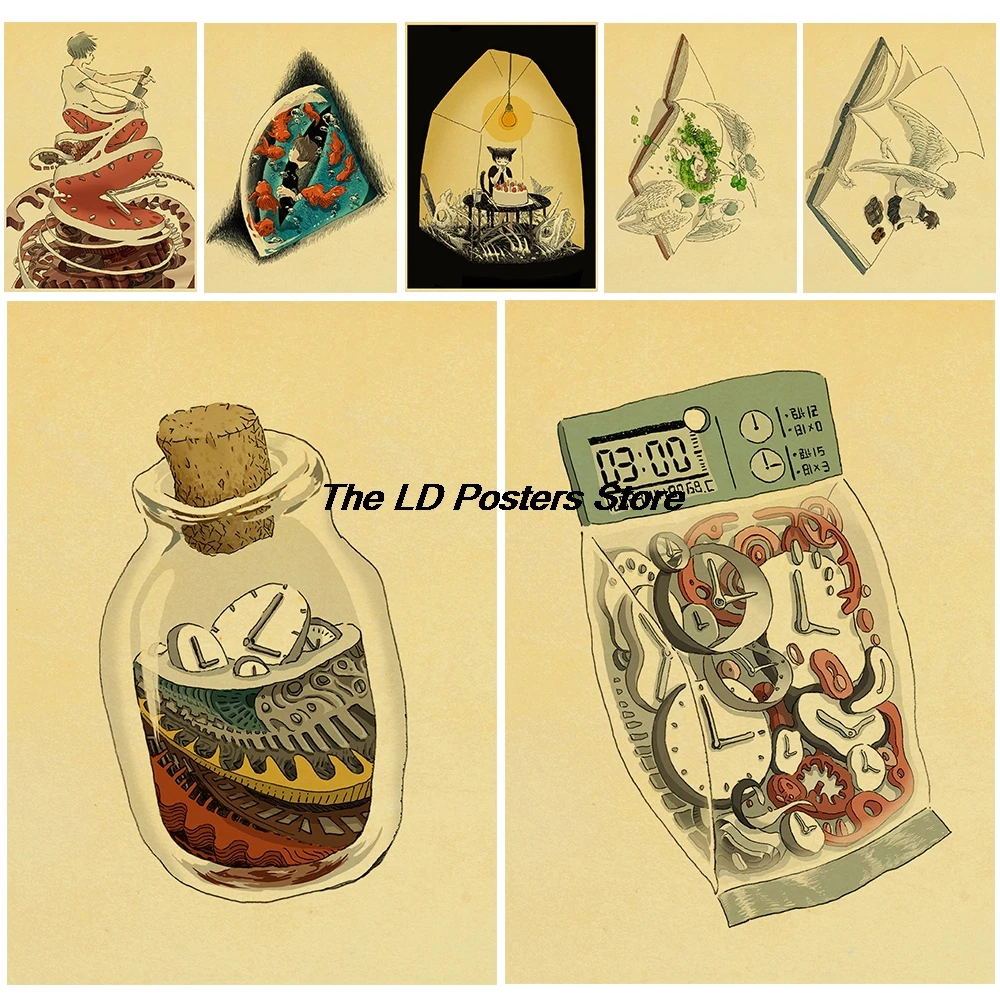 

Realistic Sketch Poster Kraft Paper Print Decoration Chambre Art Picture Living Room Skateboard Coffee Exquisite Posters