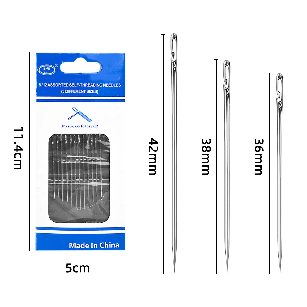 36/24/12Pcs Blind Sewing Needle Stainless Steel Multi-size Side Hand Household Sewing Needless Threading Apparel Sewing