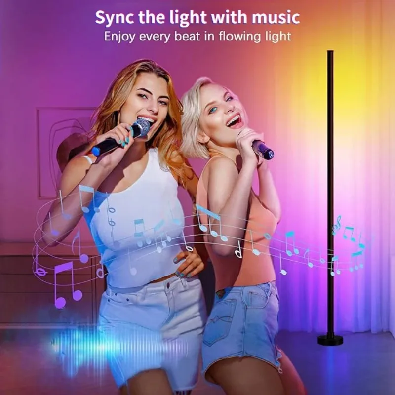 1/2PCS Smart RGB Floor Lamp With Music Sync Modern Mood Lighting LED Stand Lights For Bedroom Game Room Living Room Decor