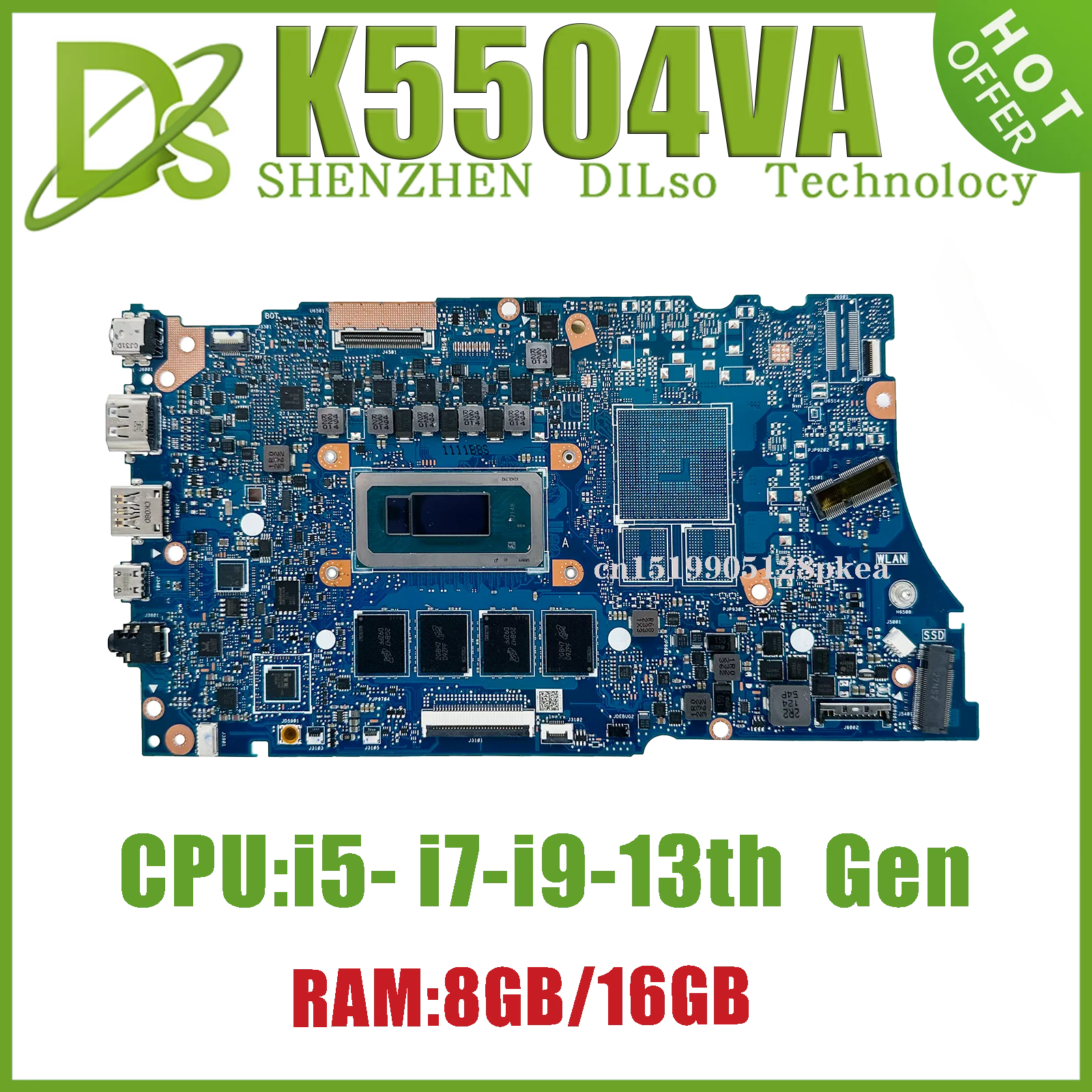 

KEFU K5504VN Mainboard For ASUS K5504VA K5404VA K5504V S5404VA S5504VA S5504VN V5504VA V5504VN Laptop Motherboard i5 i7 i9-13th