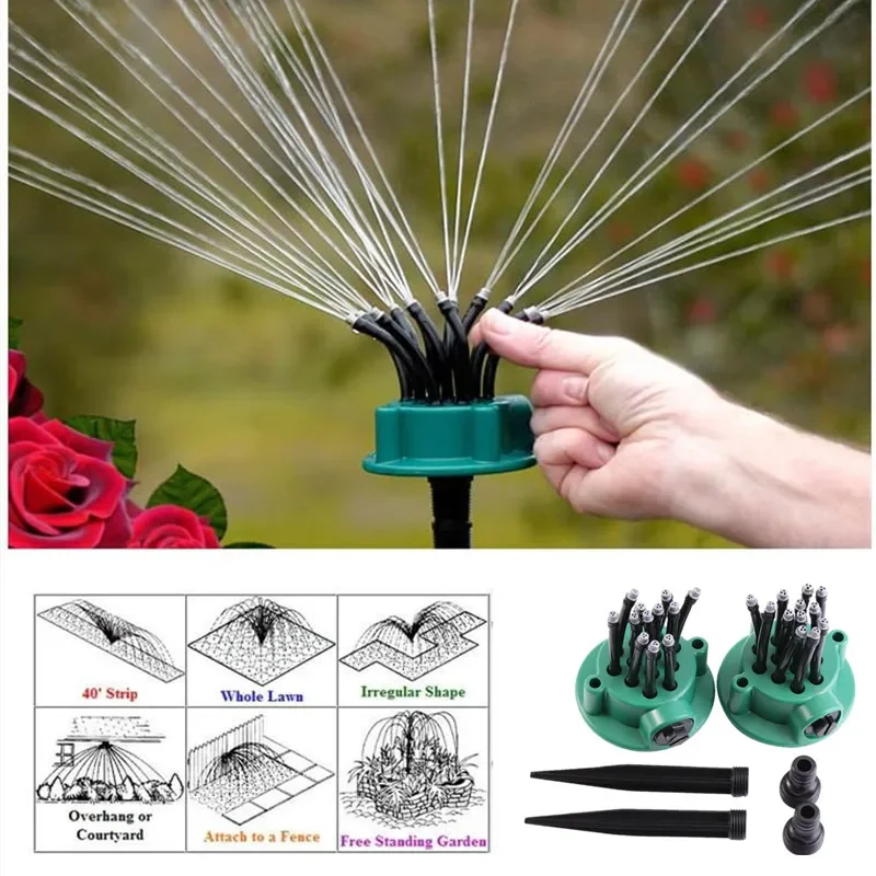 New 12 Hose Heads 360° Adjustable Watering Sprinkler, Garden Sprinkler, Lawn Sprinkler Head Automatic Garden Yard Sprinkler Irr