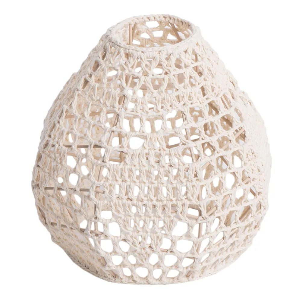 

Bohemian Style Hand Woven Cotton Rope Lamp Shade Rustic Hanging Ceiling Lamp Cover Indoor Pendant Light Decor Indoor Light Cover