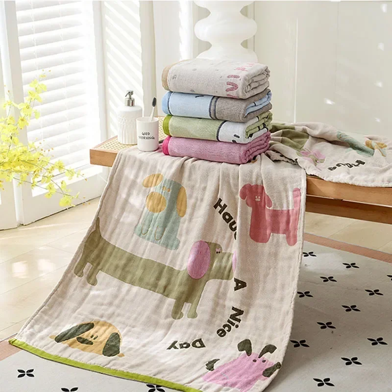 Four Layers Gauze Bath Towel Cotton Adult Cute Cartoon Multi-functional Towel 80x160cm Summer Beach Bathroom Pool Wrap For Woman