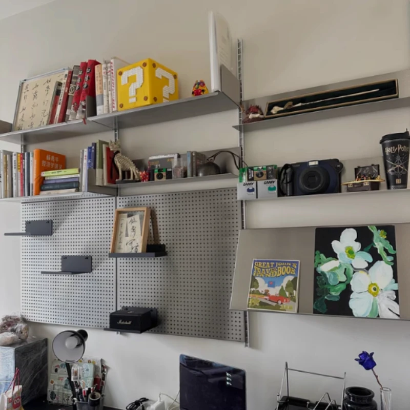 DIY Stainless Steel Floating Shelf  Creative Book Holder Modular Rail Storage System Space Saving Kitchen Shelf Spice Organizer