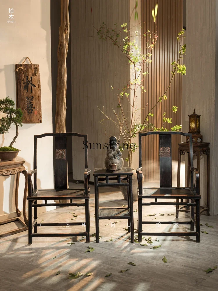 

Chinese antique old furniture made old Taishi armchair three-piece set FT